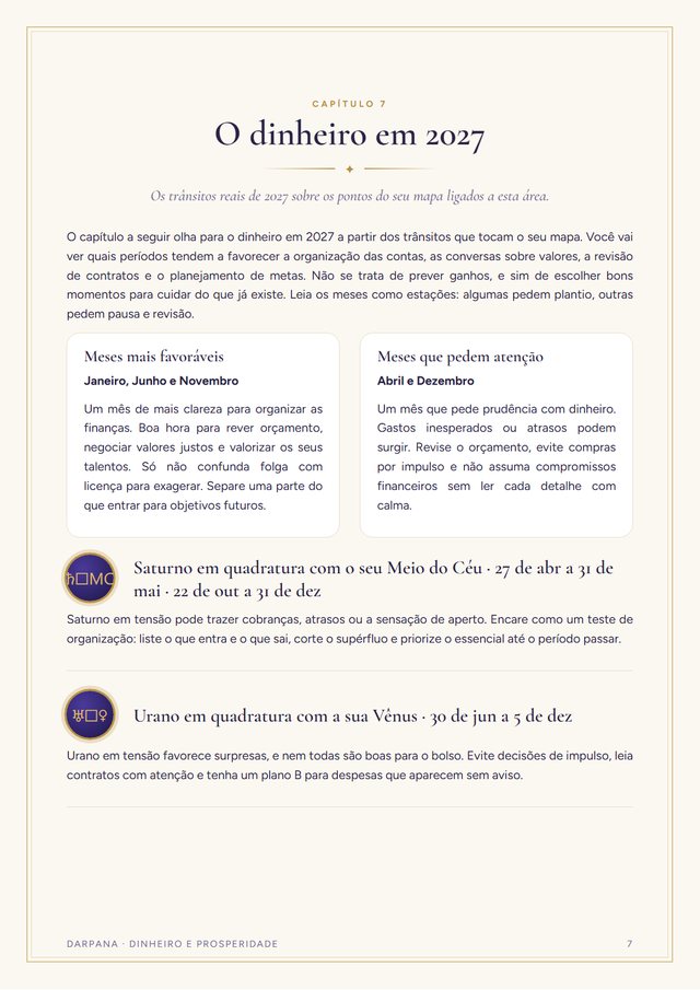 O dinheiro em 2027: página de amostra do Dinheiro e Prosperidade